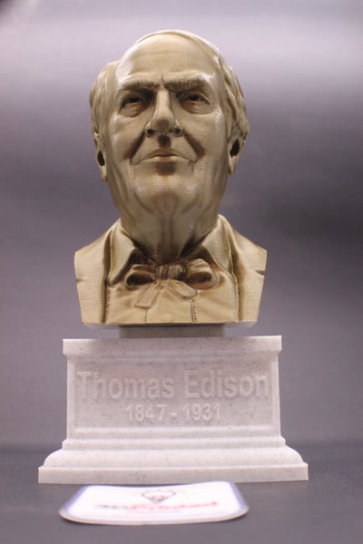 Thomas Edison Famous American Inventor and Businessman Sculpture Bust on Box Plinth