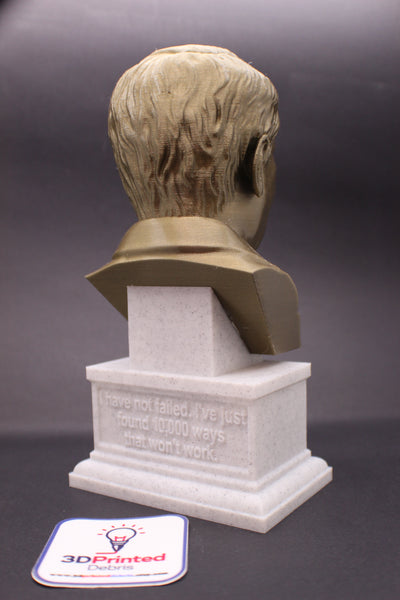 Thomas Edison Famous American Inventor and Businessman Sculpture Bust on Box Plinth