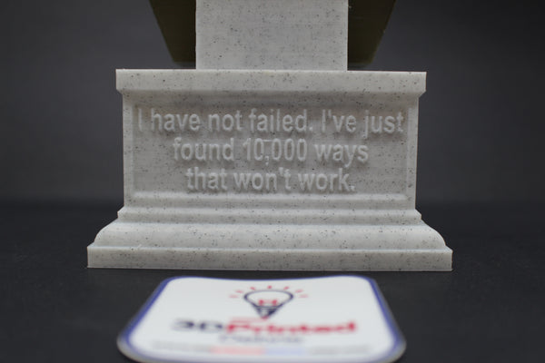 Thomas Edison Famous American Inventor and Businessman Sculpture Bust on Box Plinth