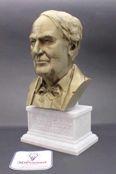 Thomas Edison Famous American Inventor and Businessman Sculpture Bust on Box Plinth