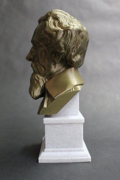 Charles Dickens, Famous English Writer and Social Critic, Sculpture Bust on Box Plinth