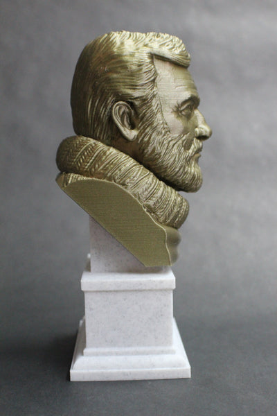 Ernest Hemingway, Famous American Writer and Sportsman, Sculpture Bust on Box Plinth