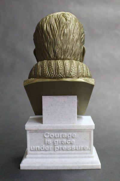 Ernest Hemingway, Famous American Writer and Sportsman, Sculpture Bust on Box Plinth