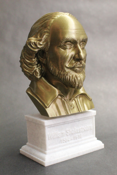 William Shakespeare, English Poet, Playwright, and Actor, Sculpture Bust on Box Plinth