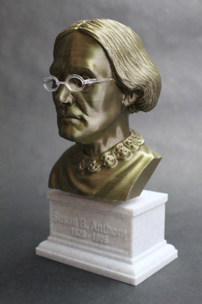 Susan B Anthony American Social Reformer and Women's Rights Activist Sculpture Bust on Box Plinth