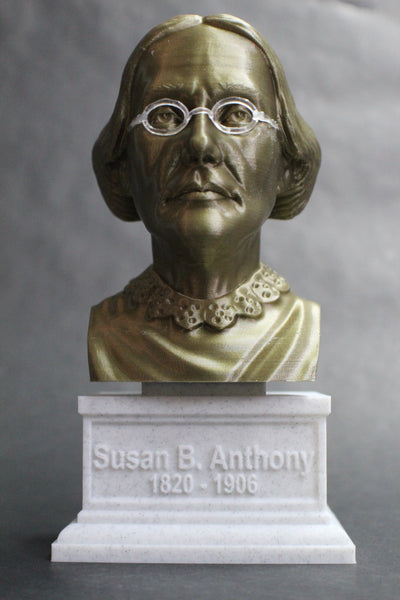 Susan B Anthony American Social Reformer and Women's Rights Activist Sculpture Bust on Box Plinth