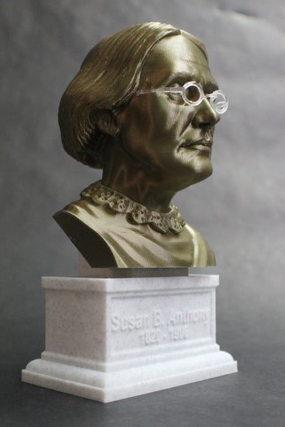 Susan B Anthony American Social Reformer and Women's Rights Activist Sculpture Bust on Box Plinth
