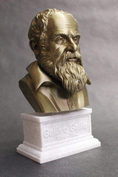 Galileo Galilei Italian Polymath, Astronomer, Physicist, and Engineer Sculpture Bust on Box Plinth