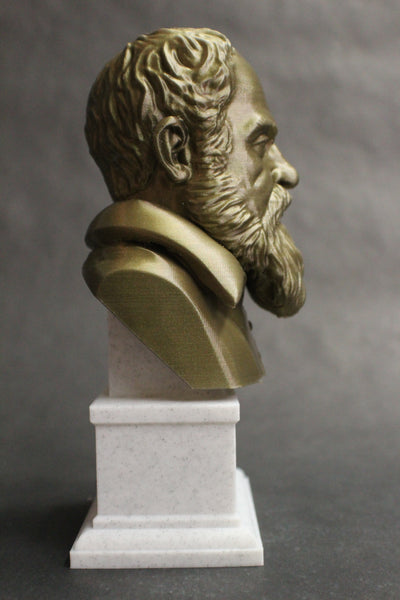 Galileo Galilei Italian Polymath, Astronomer, Physicist, and Engineer Sculpture Bust on Box Plinth
