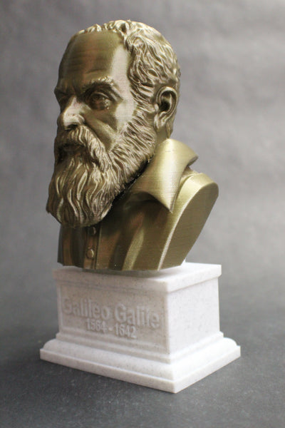 Galileo Galilei Italian Polymath, Astronomer, Physicist, and Engineer Sculpture Bust on Box Plinth