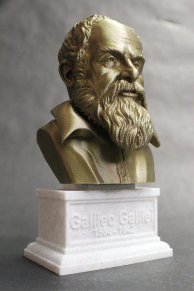 Galileo Galilei Italian Polymath, Astronomer, Physicist, and Engineer Sculpture Bust on Box Plinth