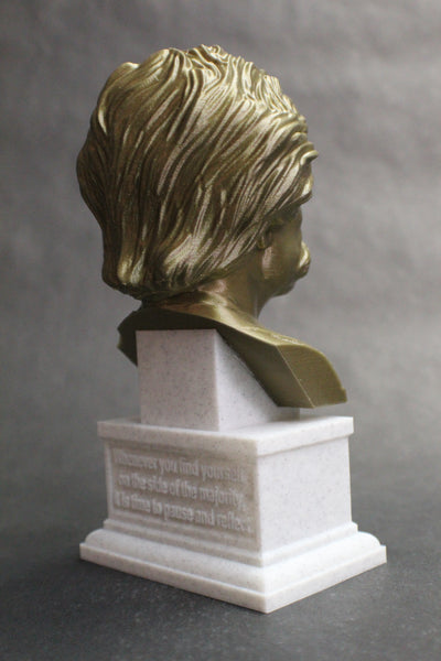 Mark Twain (Samuel Clemens), American Writer, Humorist, Entrepreneur, and Lecturer, Sculpture Bust on Box Plinth