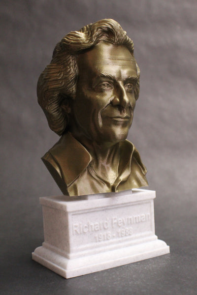 Richard Feynman Famous American Physicist and Mathematician Sculpture Bust on Box Plinth