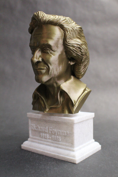 Richard Feynman Famous American Physicist and Mathematician Sculpture Bust on Box Plinth