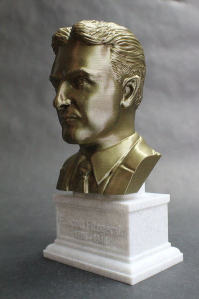 F Scott Fitzgerald, Famous American Writer, Sculpture Bust on Box Plinth