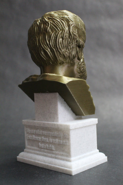Aristotle Greek Philosopher Sculpture Bust on Box Plinth