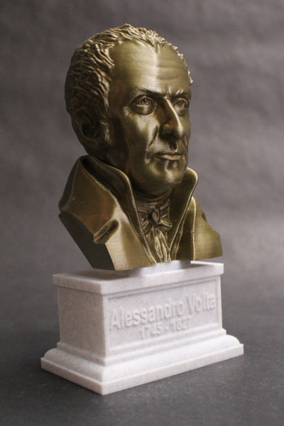 Alesandro Volta Italian Pioneer of Electricity and Power Sculpture Bust on Box Plinth