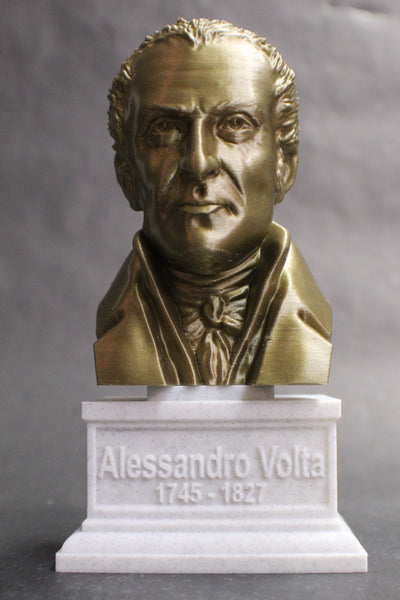 Alesandro Volta Italian Pioneer of Electricity and Power Sculpture Bust on Box Plinth