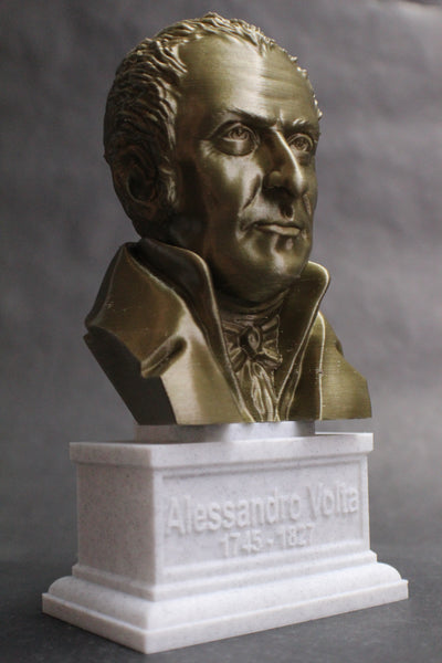 Alesandro Volta Italian Pioneer of Electricity and Power Sculpture Bust on Box Plinth