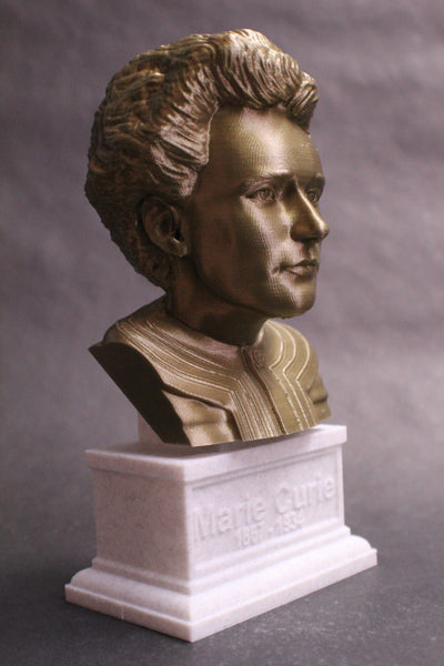 Marie Curie Polish Chemist, Nobel Prize Winner, and Researcher of Radioactivity Sculpture Bust on Box Plinth