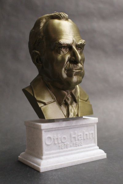 Otto Hahn Famous German Chemist, Nobel Prize Winner, and Researcher of Radioactivity Sculpture Bust on Box Plinth