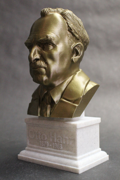 Otto Hahn Famous German Chemist, Nobel Prize Winner, and Researcher of Radioactivity Sculpture Bust on Box Plinth