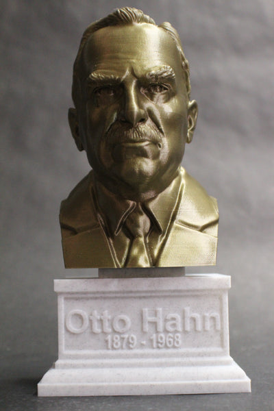 Otto Hahn Famous German Chemist, Nobel Prize Winner, and Researcher of Radioactivity Sculpture Bust on Box Plinth