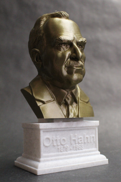 Otto Hahn Famous German Chemist, Nobel Prize Winner, and Researcher of Radioactivity Sculpture Bust on Box Plinth
