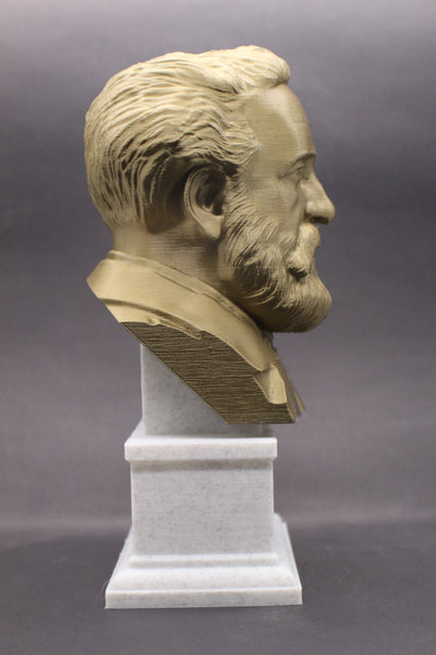 Jules Verne, Famous French Novelist, Sculpture Bust on Box Plinth