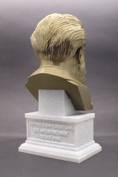 Jules Verne, Famous French Novelist, Sculpture Bust on Box Plinth