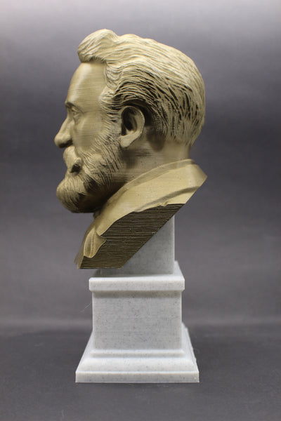 Jules Verne, Famous French Novelist, Sculpture Bust on Box Plinth