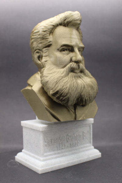 Alexander Graham Bell Famous American Inventor, Scientist, and Engineer Sculpture Bust on Box Plinth