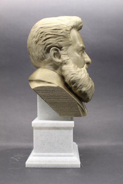 Alexander Graham Bell Famous American Inventor, Scientist, and Engineer Sculpture Bust on Box Plinth