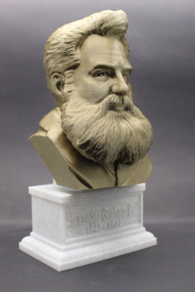 Alexander Graham Bell Famous American Inventor, Scientist, and Engineer Sculpture Bust on Box Plinth