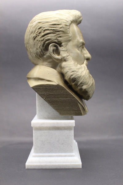 Alexander Graham Bell Famous American Inventor, Scientist, and Engineer Sculpture Bust on Box Plinth
