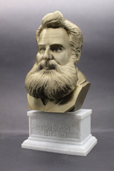 Alexander Graham Bell Famous American Inventor, Scientist, and Engineer Sculpture Bust on Box Plinth