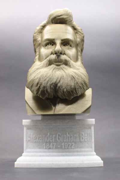 Alexander Graham Bell Famous American Inventor, Scientist, and Engineer Sculpture Bust on Box Plinth