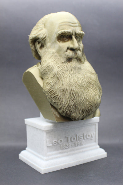 Leo Tolstoy, Famous Russian Writer, Sculpture Bust on Box Plinth