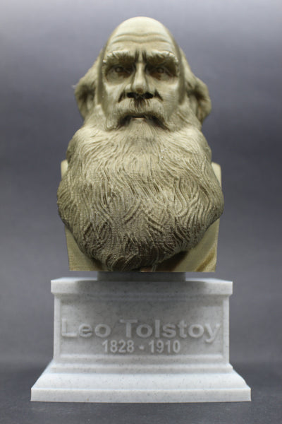 Leo Tolstoy, Famous Russian Writer, Sculpture Bust on Box Plinth