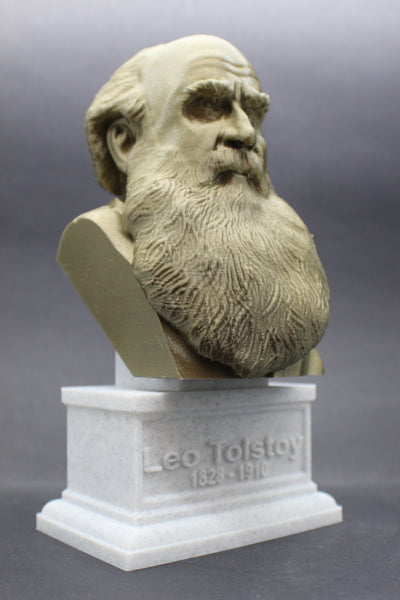 Leo Tolstoy, Famous Russian Writer, Sculpture Bust on Box Plinth