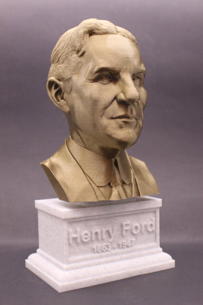 Henry Ford Famous American Industrialist and Business Magnate Sculpture Bust on Box Plinth
