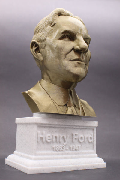 Henry Ford Famous American Industrialist and Business Magnate Sculpture Bust on Box Plinth