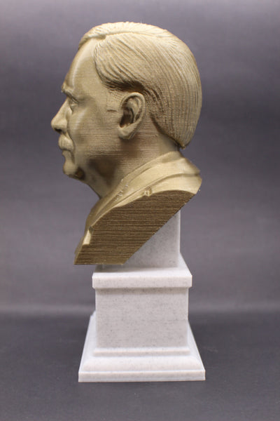 HG Wells, Famous English Writer, Sculpture Bust on Box Plinth