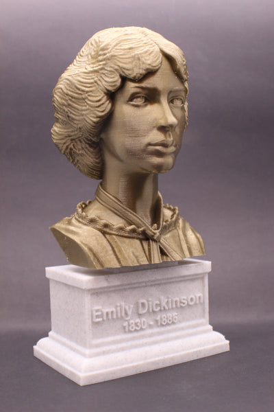 Emily Dickinson, Famous American Poet, Sculpture Bust on Box Plinth