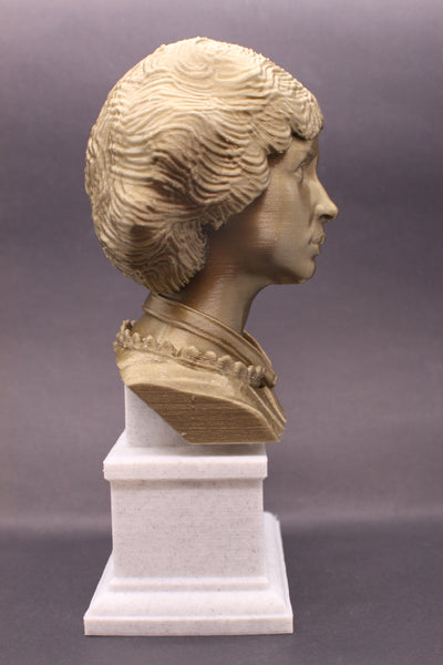 Emily Dickinson, Famous American Poet, Sculpture Bust on Box Plinth