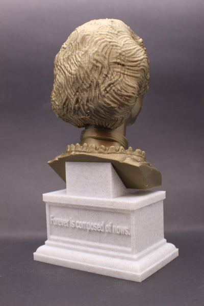 Emily Dickinson, Famous American Poet, Sculpture Bust on Box Plinth