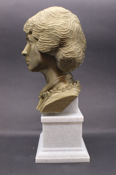 Emily Dickinson, Famous American Poet, Sculpture Bust on Box Plinth