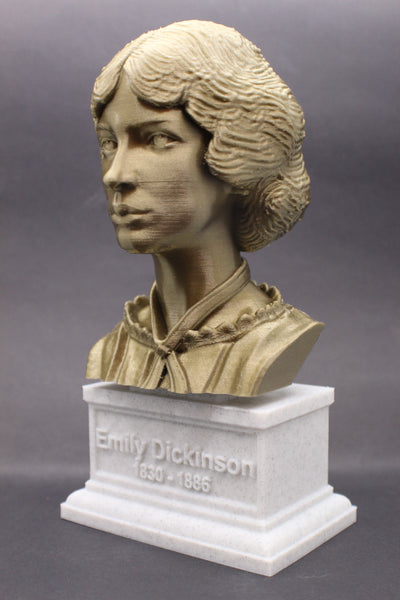 Emily Dickinson, Famous American Poet, Sculpture Bust on Box Plinth