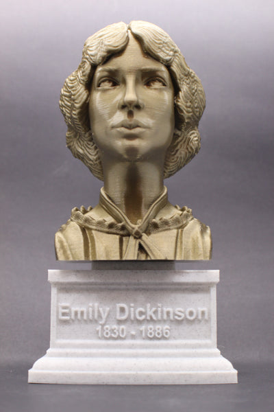 Emily Dickinson, Famous American Poet, Sculpture Bust on Box Plinth