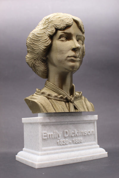 Emily Dickinson, Famous American Poet, Sculpture Bust on Box Plinth